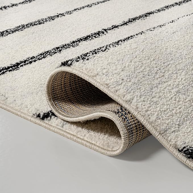 JONATHAN Y Williamsburg Minimalist Stripe Cream/Black Indoor Area Rug, 8x10, Contemporary, Modern, Easy-Cleaning for Living Room, Bedroom, Kitchen, Pet Friendly, Non-Shedding (MOH201D-8)