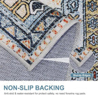 Bavni Kitchen Rug 2x7 Runner Rugs for Hallways Entryway, Washable Vintage Print Carpet, Ultra-Thin Chenille Low Pile Lightweight Rug with Non Slip Backing, Blue/Orange