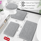 OLANLY Toilet Rugs U-Shaped 24x20, Extra Soft Absorbent Chenille Contour Bathroom Rugs for Toilet, Dry Quickly, Machine Washable, Non-Slip Bath Mat, Light Grey