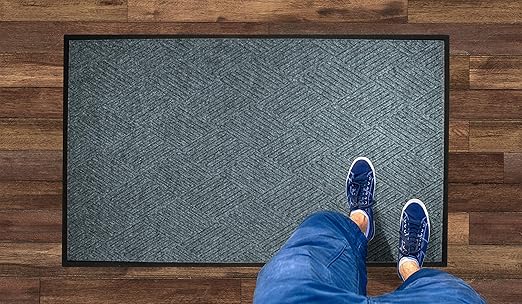 WaterHog Diamond | Commercial-Grade Entrance Mat with Rubber Border – Indoor/Outdoor, Quick Drying, Stain Resistant Door Mat (Bluestone, 4' x 10')