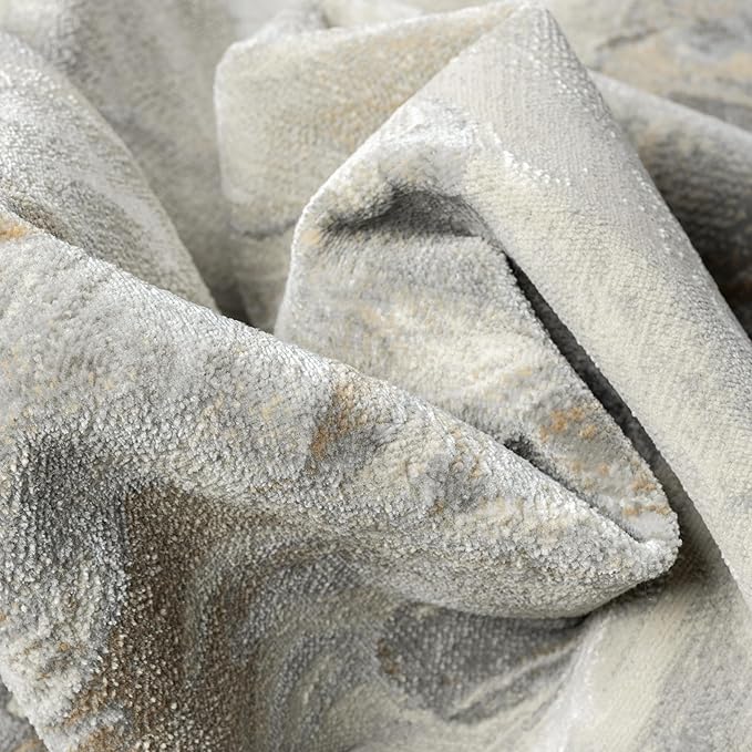 Abani Regal Beige Grey Area Rug for Living Room, Bedroom - Swirl Abstract Pattern - 4' x 6' - Durable & Easy to Clean