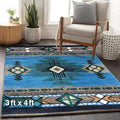 YHSF South West Native American Area Rug C318 - Easy Clean, Thick, Soft, Durable Native Tribal American Indian Inspired Rug for Bedroom/Living Room and More - Blue-Green, 3 Feet x 4 Feet 7 Inches