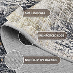 4x6 Washable Area Rugs - Modern Abstract Rugs for Living Room Non-Slip Low Pile Soft Machine Washable Carpet for Bedroom, Dining Room, Nursery, Home Office, Farmhouse (4'x6' Beige Tan)