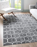 Rugs.com Lattice Trellis Collection Rug – 3' x 5' Gray Low-Pile Rug Perfect for Living Rooms, Large Dining Rooms, Open Floorplans