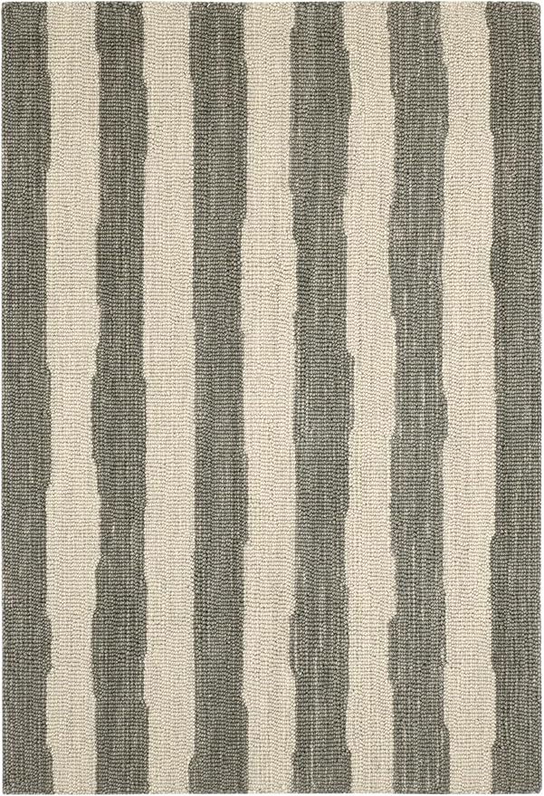 Dash & Albert Silas Stripe Grey Hand Micro Hooked Wool Rug, 3 X 5 Feet, Grey Stripe Pattern - Premium Luxury Hotel Quality Soft Breathable Hypoallergenic Machine Washable Easy Care All Season