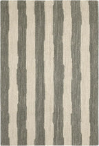 Dash & Albert Silas Stripe Grey Hand Micro Hooked Wool Rug, 7.5 X 9.5 Feet, Grey Stripe Pattern - Premium Luxury Hotel Quality Soft Breathable Hypoallergenic Machine Washable Easy Care All Season