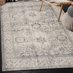 ReaLife Rugs Machine Washable Area Rug - Living Room Bedroom Bathroom Kitchen Entryway Office - Padded Low Pile Stain Resistant Premium - Boho Farmhouse Vintage - Paz - Beige Gray Ivory 5' x 7'