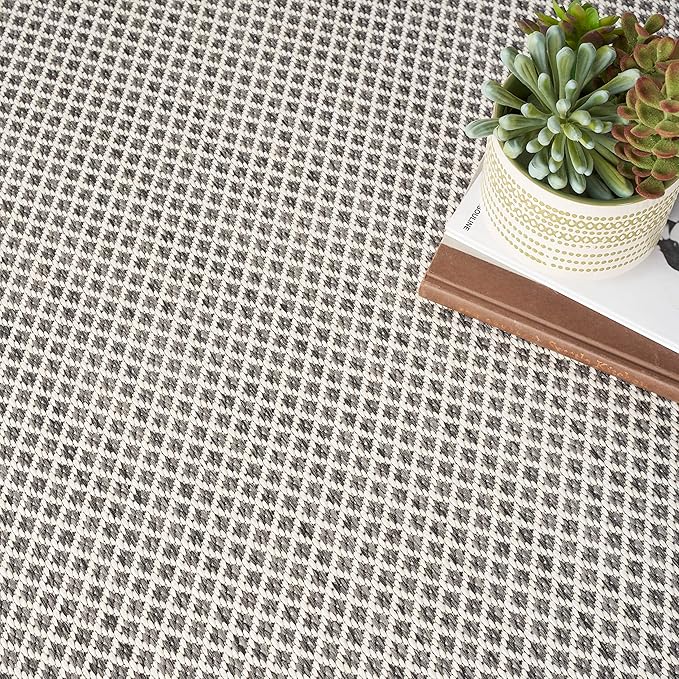 Nourison Home Courtyard Ivory Charcoal 6' x Square Area Rug - Easy Clean, Non Shedding, Bed Room, Living Room, Dining Room, Kitchen (6' x Square)