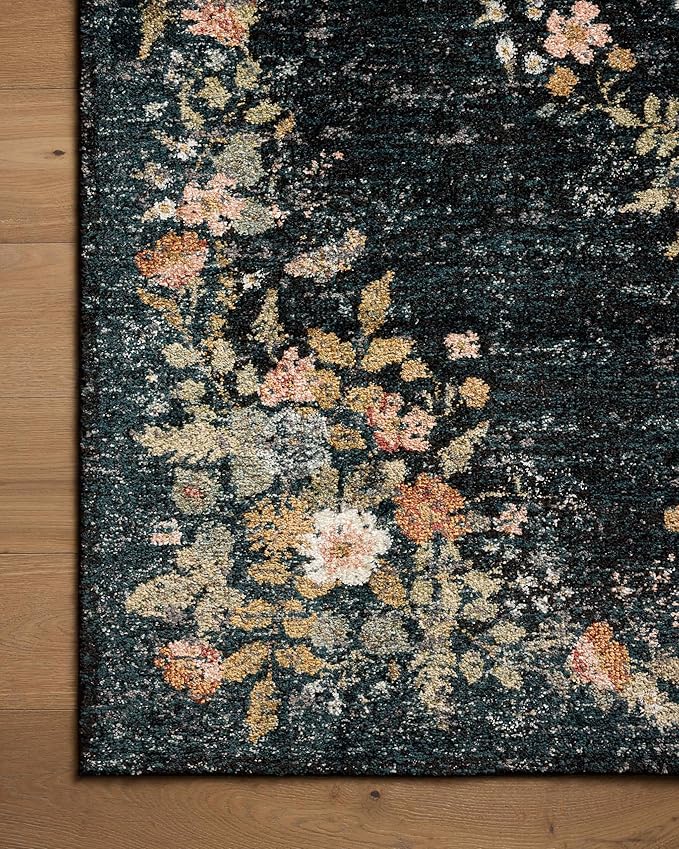 Loloi Rifle Paper Co. Laurel Collection LAU-01 Dark Navy 5'-3" x 7'-8" Area Rug