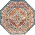 Unique Loom Isabella Collection Area Rug - Rossellini (5' 1" Octagon, Rust Red/ Beige)