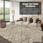 RUGSURE Washable Area Rugs, 9' x 12' - 1/6 Thick - Stain & Water Resistant Non-Slip - Perfect Resistant Rug for Living Room, Bedroom, Nursery, Pet & Child Friendly, Vibrant Colors Rugs, Brown
