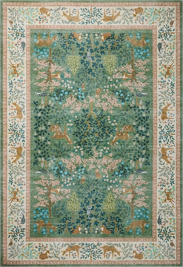 Loloi Rifle Paper Co. Canopy Collection CNP-02 Sage/Blush 5'-0" x 7'-6" Area Rug
