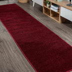 Eyely UES100Q-210 Supersoft Haze Solid Low-Pile Indoor Runner Rug Casual;Contemporary;Solid;Traditional, Bedroom, Kitchen, Living Room, Easy-Cleaning, Non-Shedding, 2 X 10, Dark Red