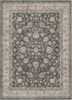Well Woven Asha Rome Black 6' x 9' Area Rug - Oriental Floral Pattern, Easy Clean, Floor-Friendly Backing - for Living Room, Bedroom, and Dining Room