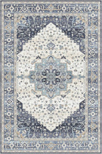 Dripex Vintage 5x7 Area Rugs - Large Washable Area Rug for Living Room Bedroom Oriental Medallion Floral Print Floor Carpet Low-Pile Indoor Soft Non-Slip Accent Rug Farmhouse Home Office Decor