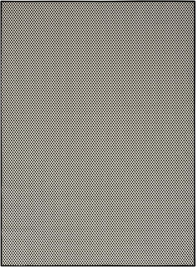 Nourison Home Courtyard Black White 4' x 6' Area Rug - Easy Clean, Non Shedding, Bed Room, Living Room, Dining Room, Kitchen (4' x 6')