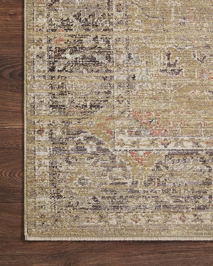 Loloi Magnolia Home by Joanna Gaines Millie Collection MIE-03 Gold/Charcoal 11'-6" x 15'-7", .25" Pile Height, Area Rug