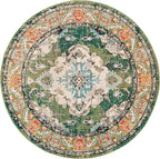SAFAVIEH Monaco Collection Area Rug - 10' Round, Forest Green & Light Blue, Medallion Distressed Design, Non-Shedding & Easy Care, Ideal for High Traffic Areas in Living Room, Bedroom (MNC243F)
