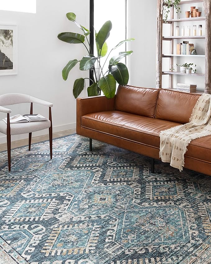 Loloi Skye Collection SKY-03 Denim/Natural 7' x 9' Oval Area Rug