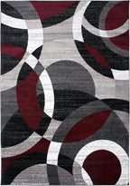 Rugshop Red Modern Geometric Indoor Large Area Rug, Overlapping Circle Pattern, Fade Resistant, Non-Shedding, for Living Room, Dining Room and Family Room, 7'10" x 10'2"