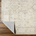 Hauteloom Nakia Bohemian Vintage Medallion Area Rug - Damask Floral Fade Look Carpet for Living Room, Bedroom - Farmhouse - Ivory, Cream, Medium Brown - 9'11" x 14'