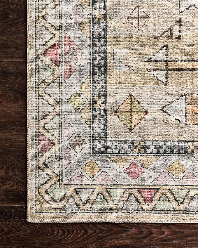 Loloi Skye Collection SKY-04 Gold/Blush 6'-0" x 6'-0" Round Area Rug