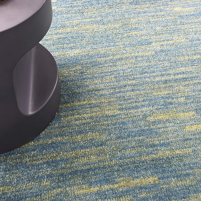 Nourison Home Nourison Essentials Blue Green 9' x Square Area Rug - Easy Clean, Non Shedding, Bed Room, Living Room, Dining Room, Kitchen (9' x Square)
