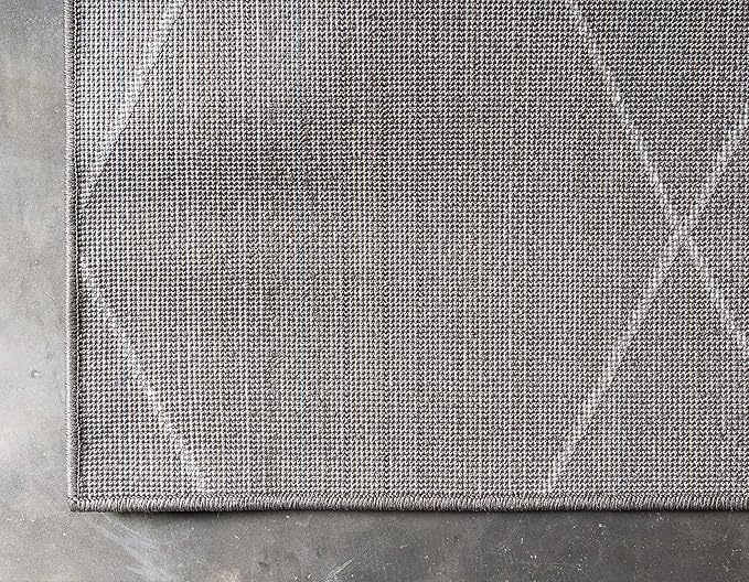 Unique Loom Trellis Frieze Collection Area Rug - Geometric (4" x 6", Dark Gray/ Ivory)
