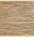 SAFAVIEH Rag Rug Collection Area Rug - 6' Square, Yellow & Multi, Handmade Boho Stripe Cotton, Ideal for High Traffic Areas in Living Room, Bedroom (RAR121H)