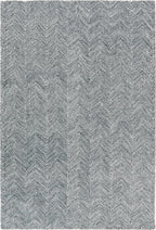 Modern Herringbone Chevron Collection Handcrafted Wool Area Rug - Durable, Zigzag Pattern, for High Traffic, Contemporary Design for Living Room, Bedroom, Dining Room Decor (Denim Blue, 10' x 10')