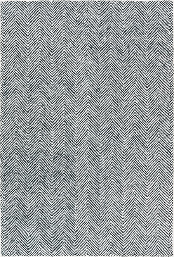 Modern Herringbone Chevron Collection Handcrafted Wool Area Rug - Durable, Zigzag Pattern, for High Traffic, Contemporary Design for Living Room, Bedroom, Dining Room Decor (Denim Blue, 8' x 11')