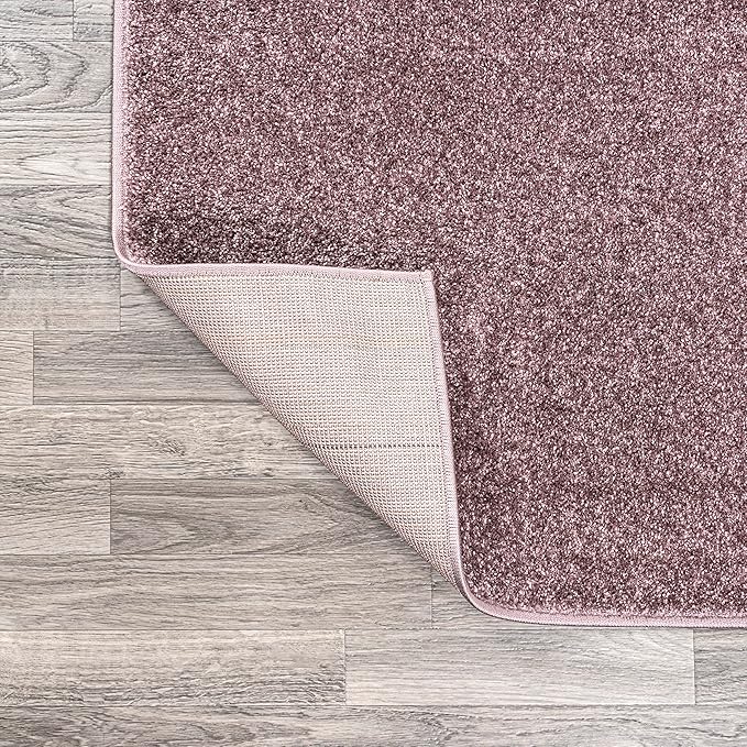 Eyely UES100R-8R Supersoft Haze Solid Low-Pile Indoor Area Rug, Coastal, Bohemian, Minimalist, Classic, Casual for Bedroom,Kitchen,Living Room,Non Shedding,Easy-Washing, Purple, 8' Round