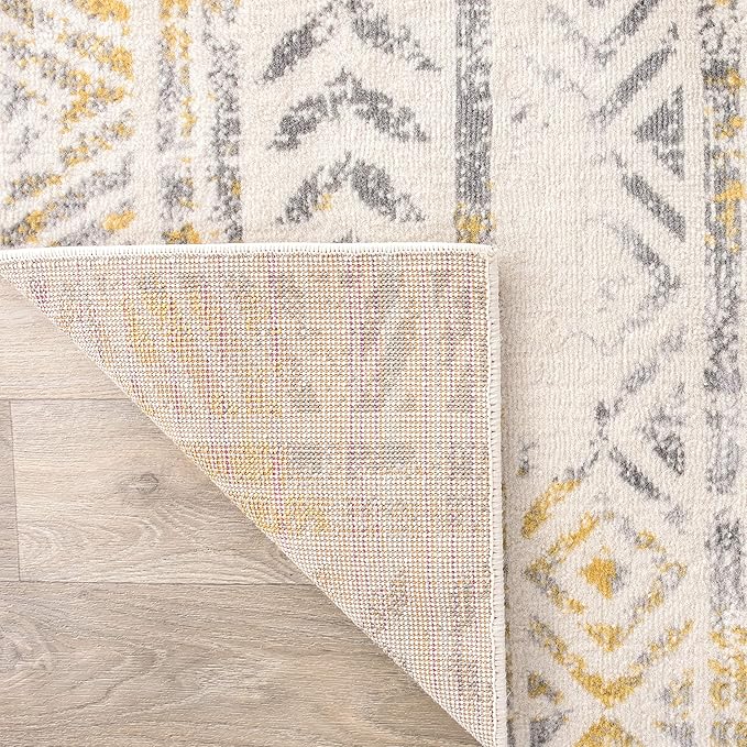 Rugshop Geometric Boho Perfect for high Traffic Areas of Your Living Room, Bedroom, Home Office, Kitchen Area Rug 3'3" x 5' Yellow
