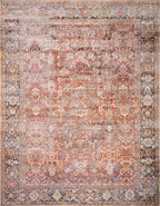 Loloi Layla Collection LAY-02 Spice/Marine 2'-0" x 5'-0" .13" Thick Accent Rug, Soft, Durable, Vintage Inspired, Distressed, Low Pile, Non-Shedding, Easy Clean, Printed, Living Room Rug