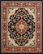 Well Woven Barclay Collection Medallion 5x7 Black Area Rug - for Living Room, Bedroom, and Dining Room