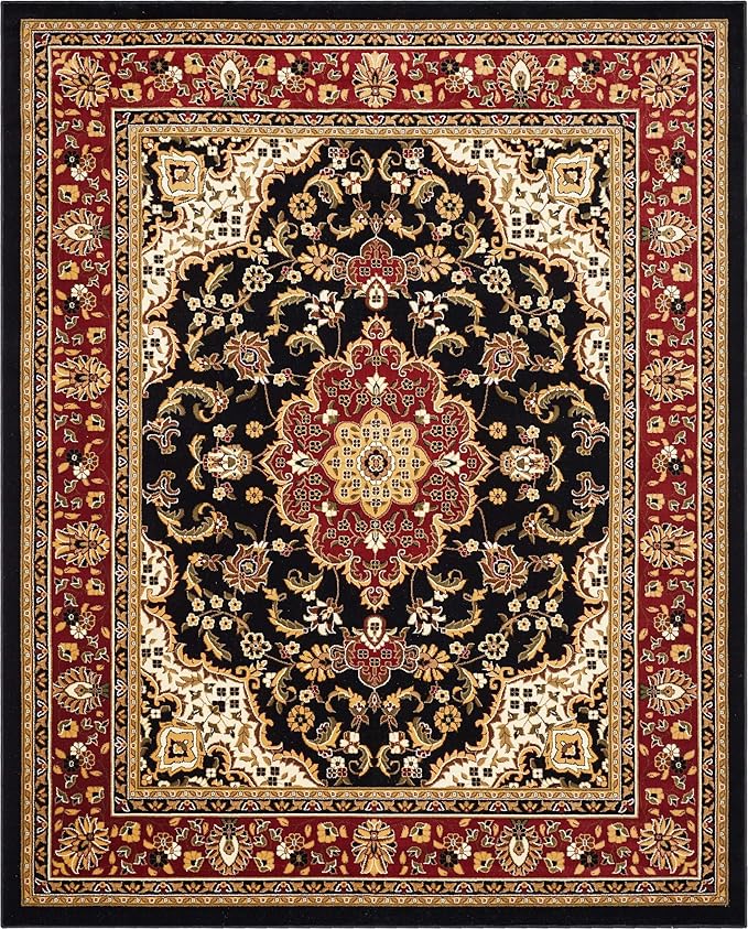 Well Woven Barclay Collection Medallion Kashan Black 6x9 Area Rug - for Living Room, Bedroom, and Dining Room