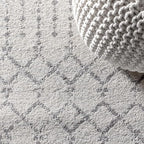 JONATHAN Y Boho Vintage Diamond Cream/Gray Indoor Area Rug 8X10 ft, Moroccan Hype for Living Room, Bedroom, Kitchen, Office, Easy-Cleaning, High Traffic, Pet-Friendly, Non-Shedding (MOH101B-8)
