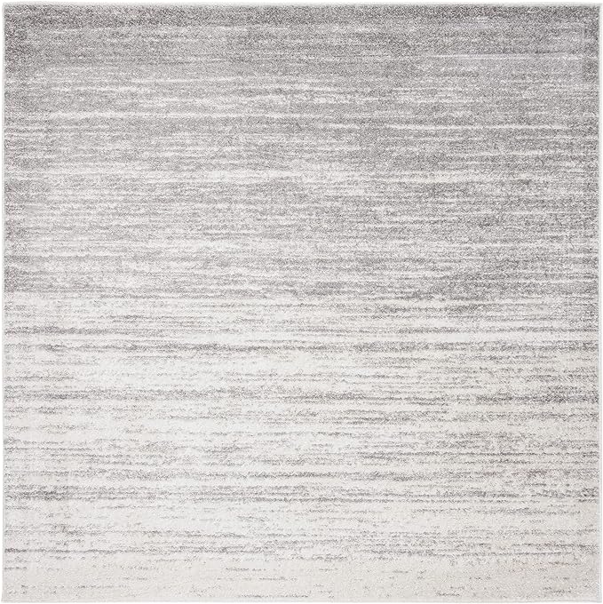 SAFAVIEH Adirondack Collection Area Rug - 8' Square, Ivory & Silver, Modern Ombre Design, Non Shedding & Easy to Clean, Ideal for Living Room, Bedroom, Office, Dining Space (ADR113B)