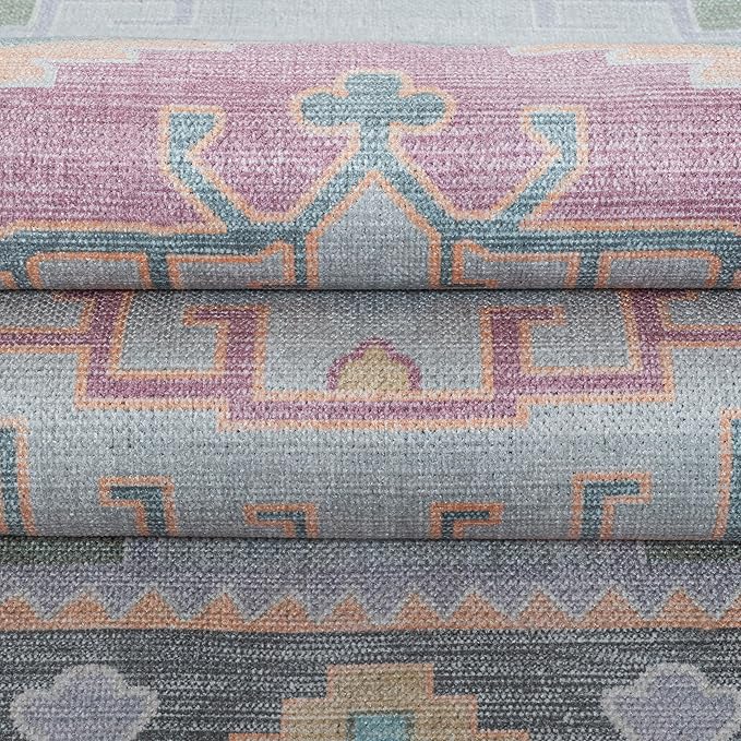 Fame Living Washable Area Rug. Modern Farmhouse. Vintage. Turkish. Bohemian. Distressed. Oriental. Traditional. Rugs for Living Room. Dining. Bedroom. Office. Entryway. Foyer. (856GP, 5' x 6'9")