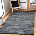 SAFAVIEH Rag Rug Collection Area Rug - 5' x 8', Black, Handmade Boho Stripe Cotton, Ideal for High Traffic Areas in Living Room, Bedroom (RAR121Z)