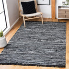 SAFAVIEH Rag Rug Collection Area Rug - 6' x 9', Black, Handmade Boho Stripe Cotton, Ideal for High Traffic Areas in Living Room, Bedroom (RAR121Z)