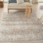 Nourison Home Astra Machine Washable Beige 6'7" x 9' Area Rug - Easy Clean, Non Shedding, Bed Room, Living Room, Dining Room, Kitchen (7' x 9')