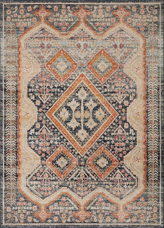 Loloi Jocelyn Collection JOC-05 Navy/Multi 5'-5" x 7'-6" .38" Thick Area Rug