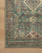 Loloi Magnolia Home by Joanna Gaines Sinclair Collection SIN-03 Turquoise/Multi 3'-6" x 5'-6", .25" Pile Height, Machine Washable, Accent Rug