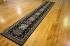 Unique Loom Taftan Collection Border Geometric Tribal Inspired Design Area Rug (2' 11 x 16' 5 Runner, Black/ Gray)