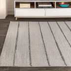 JONATHAN Y Williamsburg Minimalist Stripe Cream/Gray Indoor Area Rug, 5x8, Contemporary, Modern, Easy-Cleaning for Living Room, Bedroom, Kitchen, Pet Friendly, Non-Shedding (MOH201A-5)