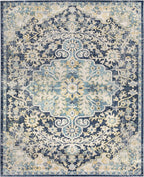 Livabliss Area Rugs - 8x10 Odelia Vintage Boho Blue Aqua Slate Area Rug for Living Room Bedroom - Floral Medallion Stain Resistant Carpet for Kitchen, Nursery, Office (7'10" x 10')