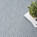 Nourison Home Courtyard Ivory Blue 5' x Square Area Rug - Easy Clean, Non Shedding, Bed Room, Living Room, Dining Room, Kitchen (5' x Square)