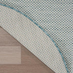 Nourison Home Courtyard Ivory Aqua 4' x Round Area Rug - Easy Clean, Non Shedding, Bed Room, Living Room, Dining Room, Kitchen (4' x Round)