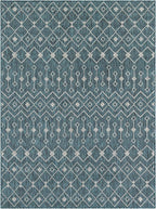 Unique Loom Outdoor Trellis Collection Area Rug - Tribal Trellis (5' 3" x 7' 1" Rectangle Teal/Ivory)